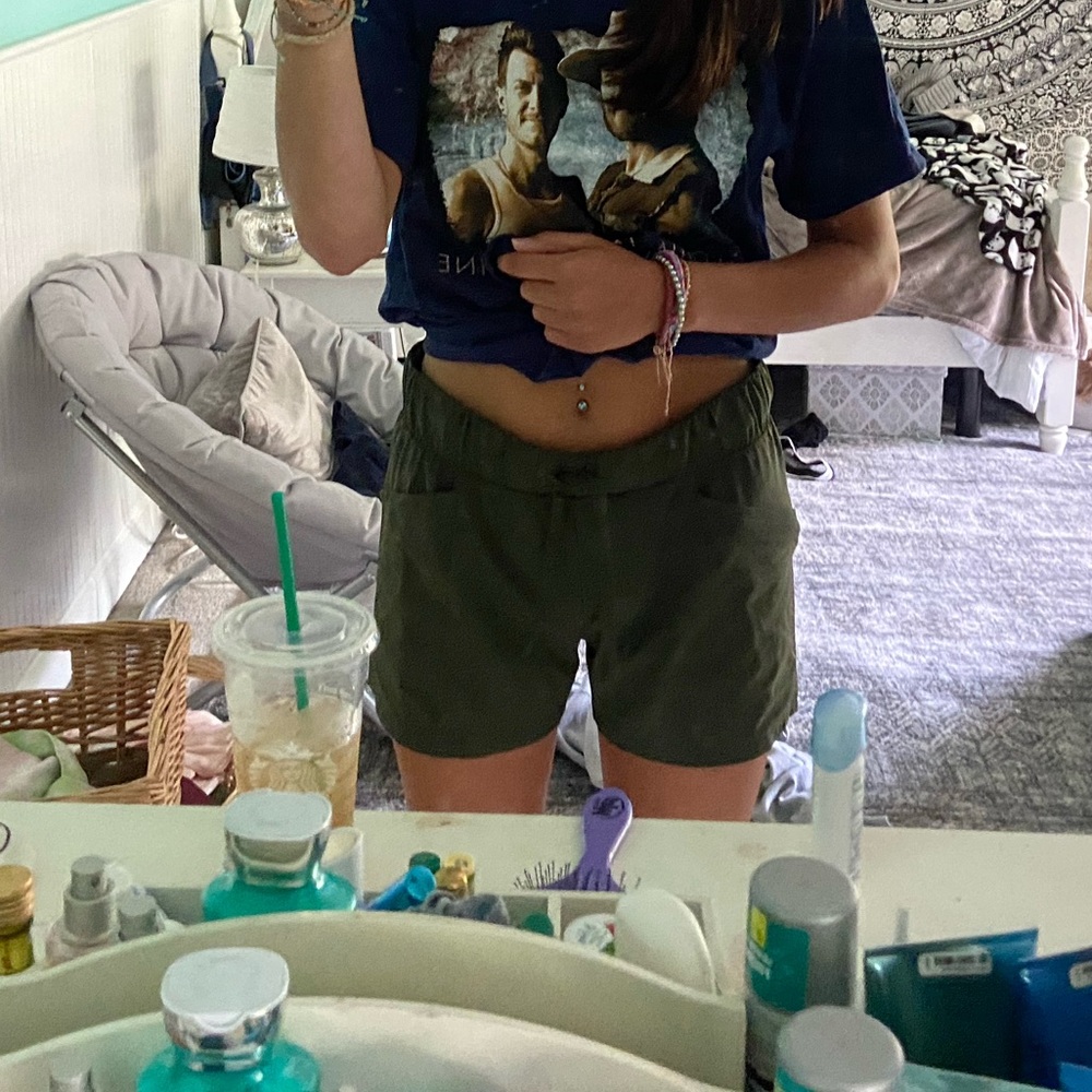 Green workout shorts